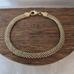 Vintage Italy 925 Gold Vermeil Mesh Bracelet Signed LIRM 7 in.